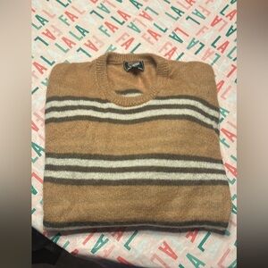 Todd Snyder Brown and Gray Striped Crewneck Sweater